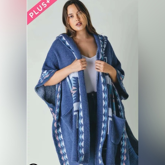 New! Plus Size Printed Loose Long Cardigan with Pockets Sizes 1X 2X 3X - Picture 1 of 7